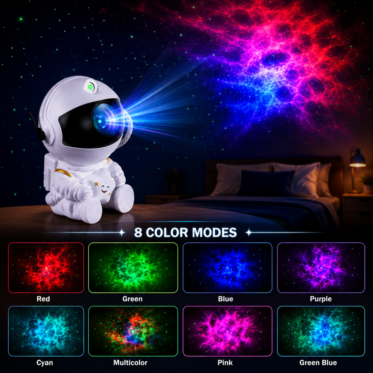 Astronaut Galaxy Star Projector Night Light