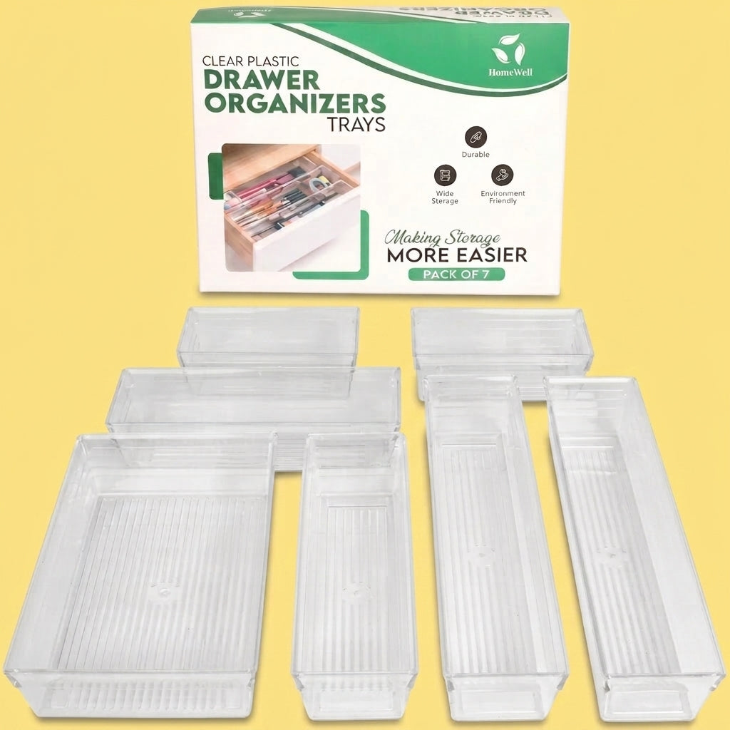 7 Pieces Clear Acrylic Drawer Organizer