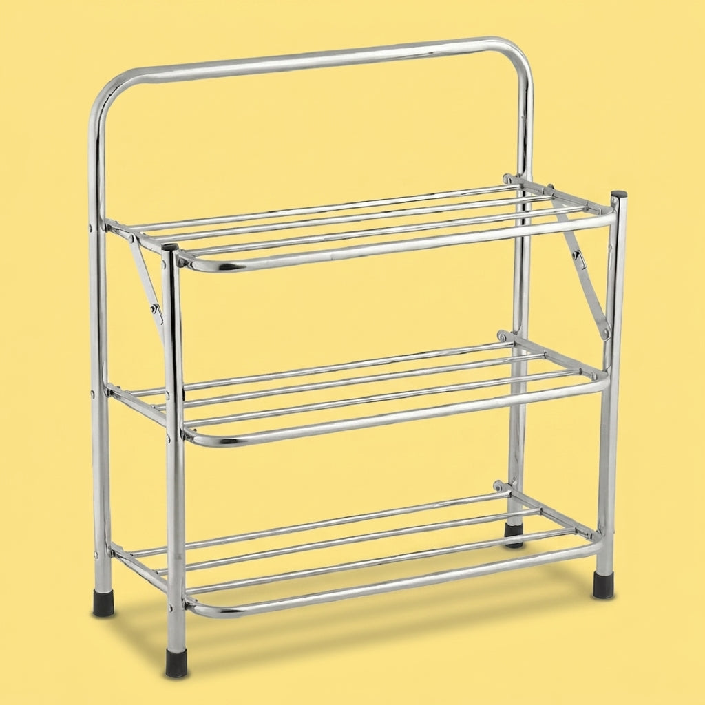 3-Tier Foldable Stainless Steel Shoe Rack
